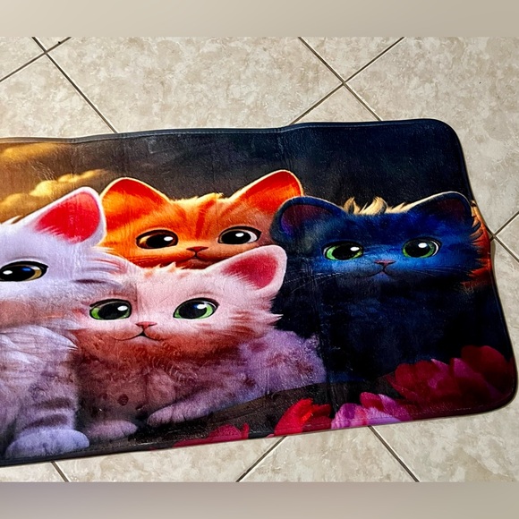 Colorful Cat Rug Runner - Litter Box Mat Laundry Room Rug Kitchen Rug - 45”x20” - Picture 4 of 5